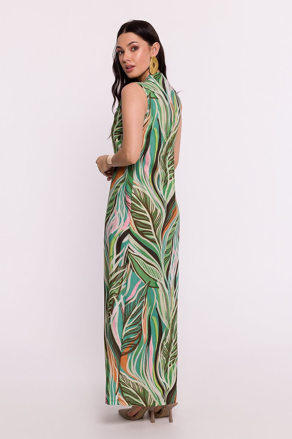 Bewear Women's Elegant Printed  Summer Sleeveless Maxi Dress