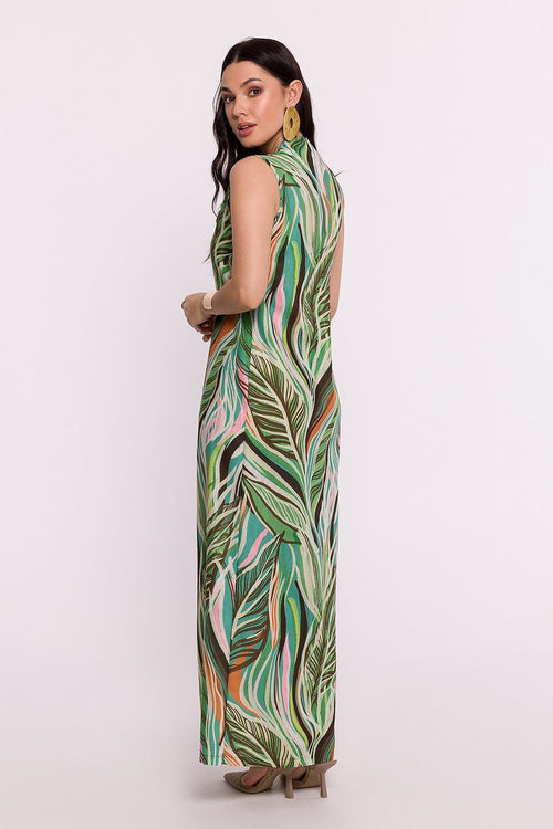 Bewear Women's Elegant Printed  Summer Sleeveless Maxi Dress