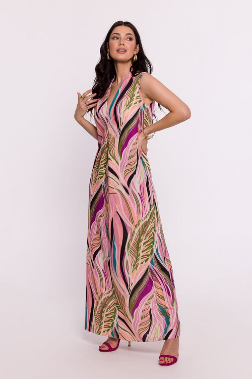 Bewear Women's Elegant Printed  Summer Sleeveless Maxi Dress