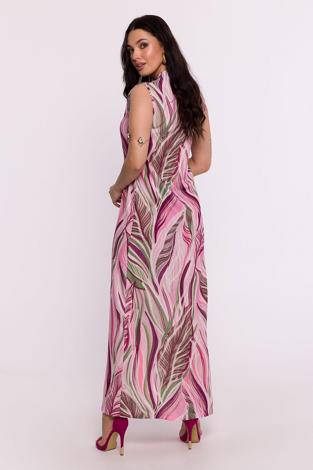 Bewear Women's Elegant Printed  Summer Sleeveless Maxi Dress