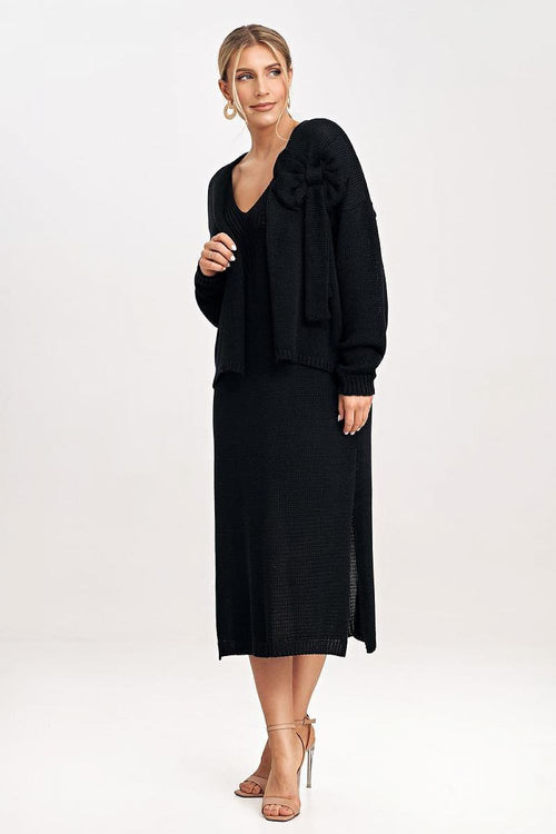 FIGL Women's 2 Piece Autumn Midi Dress with Cardigan Set