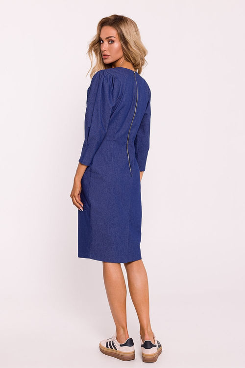 MOE Elegant Women's European Puffed Shoulders Pencil Dress