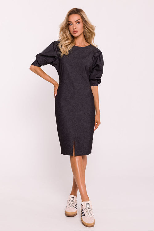 MOE Elegant Women's European Puffed Shoulders Pencil Dress