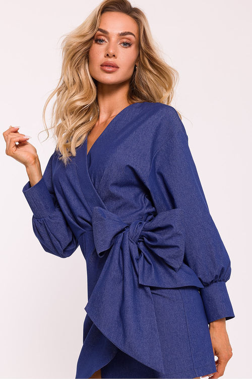 MOE Women's Solid European Wrap Mini Cocktail Dress