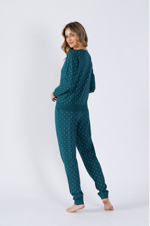 M-MAX 2 Piece Green Winter European Christmas Tree Pajama Set