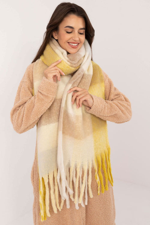 AT Extra Long women's European Winter Shawl with Classic Check Pattern