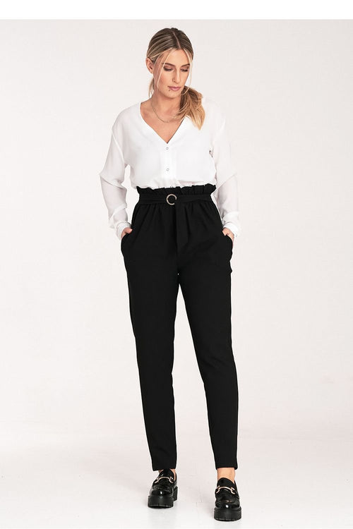 FIGL Women Tapered Bottom Belted Professional Trousers