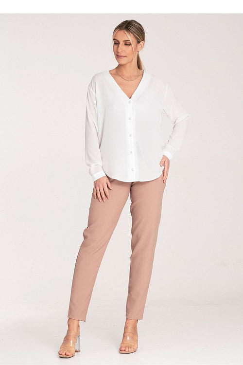 FIGL Women Tapered Bottom Belted Professional Trousers