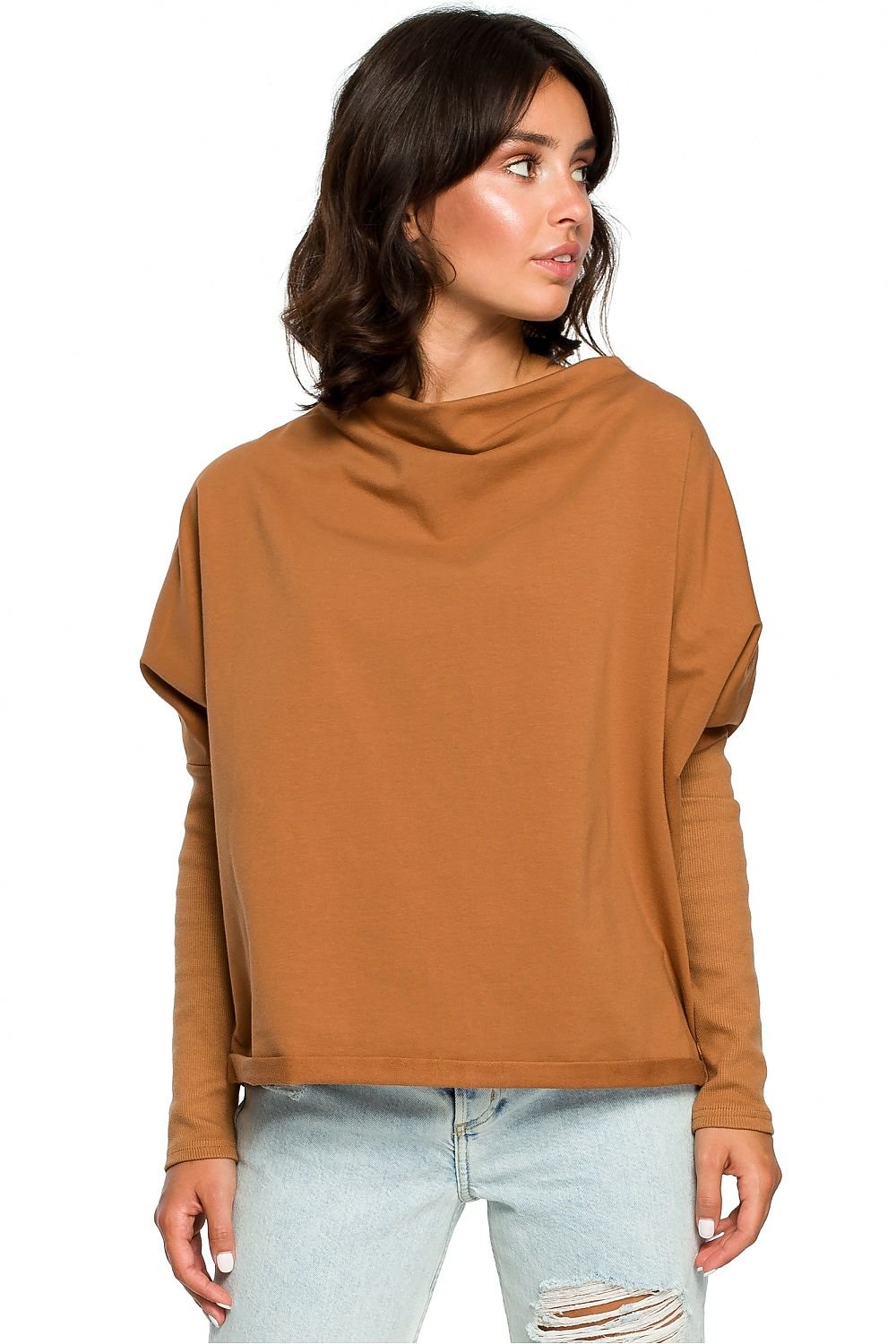 BeWear Women's Long Sleeves Draped Neckline Autumn Sweatshirt