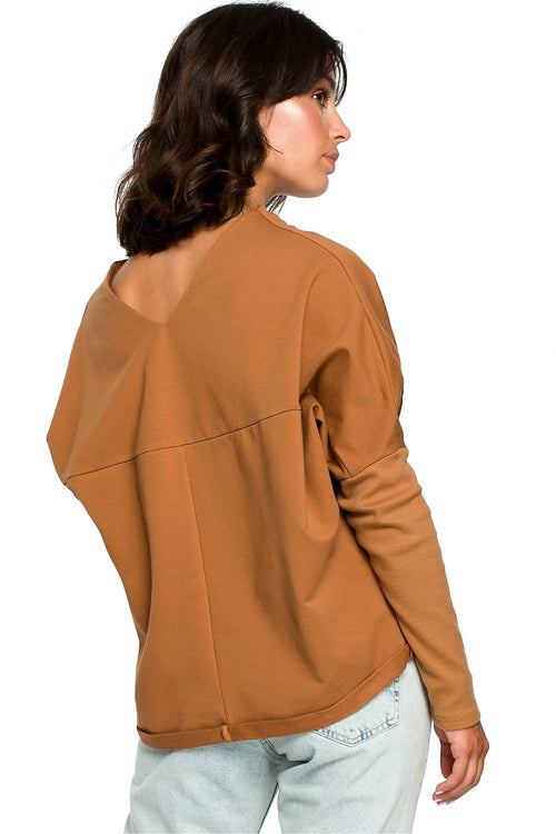 BeWear Women's Long Sleeves Draped Neckline Autumn Sweatshirt