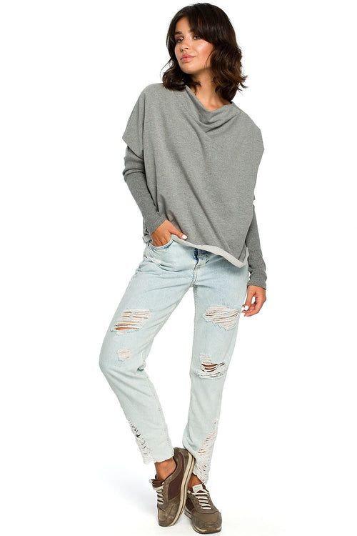 BeWear Women's Long Sleeves Draped Neckline Autumn Sweatshirt