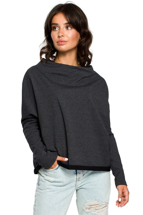 BeWear Women's Long Sleeves Draped Neckline Autumn Sweatshirt