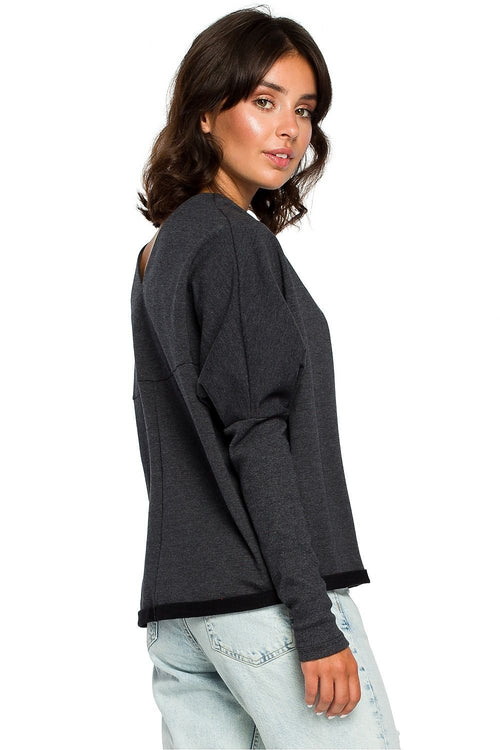 BeWear Women's Long Sleeves Draped Neckline Autumn Sweatshirt