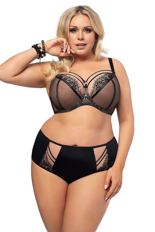 GORSENIA Women's European Plus-size Upper-cup Lace Bra with Floral Detail