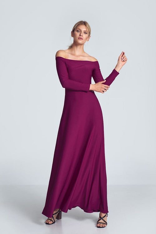 FIGL Women's Off-the-Shoulders Solid Maxi Dress