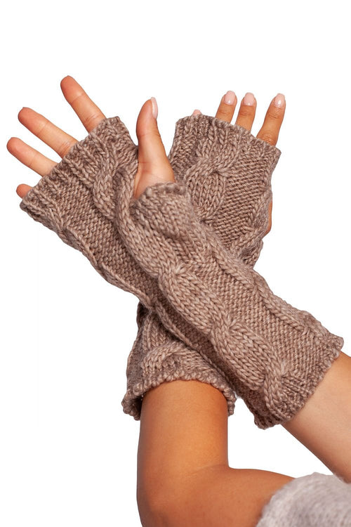 BE KNIT Women's Long Fingerless Knit Gloves