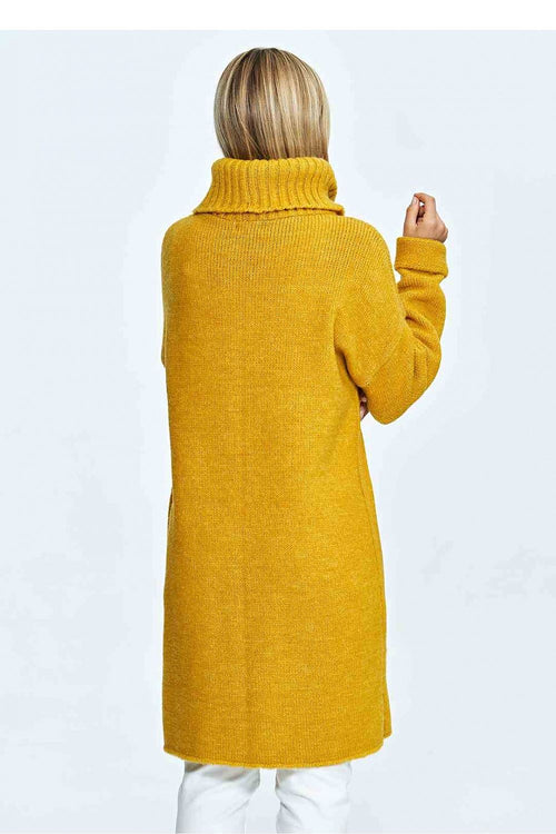 FIGL Women's Yellow Oversized Turtleneck Knit Sweater