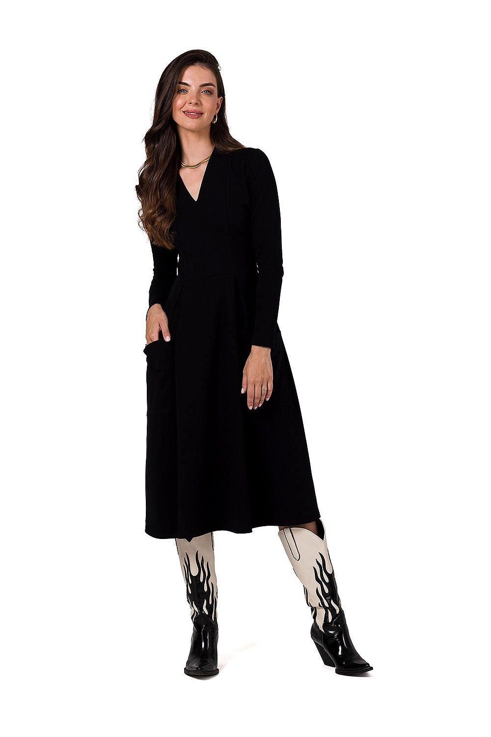 BeWear Women's Midi Autumn Professional Long Sleeves Dress