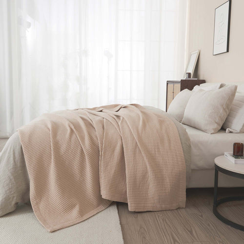 100% Cotton Waffle Weave Blanket - Mikala Collection
