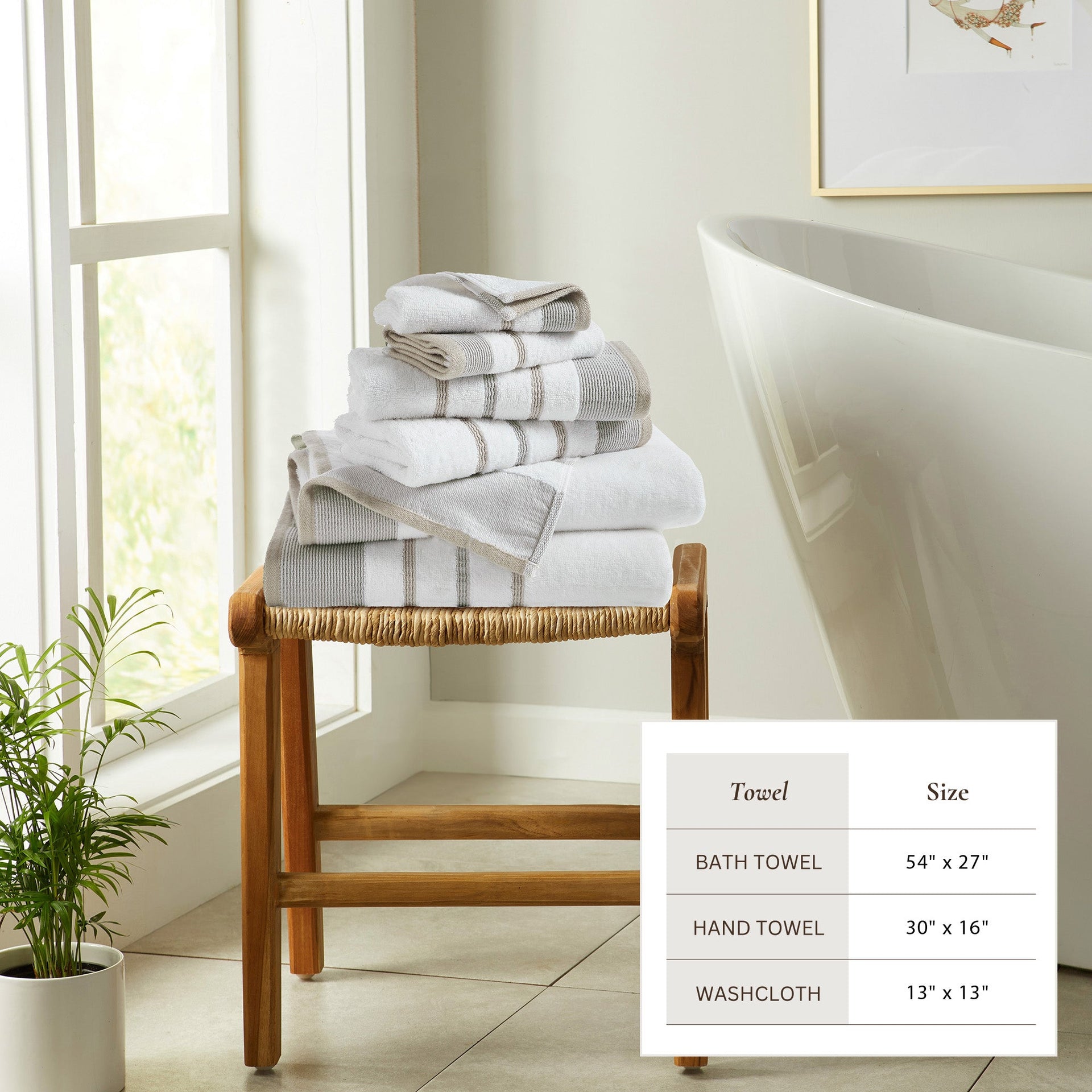 Decorative Cotton Stripe Bath Towel Set - Noelle Collection