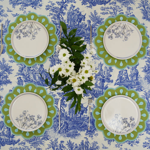 DROPLET GREEN ROUND FABRIC PLACEMAT