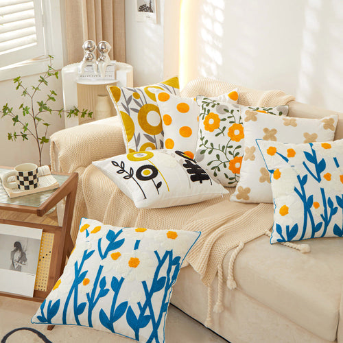 FANCY & STACY 18"x18" Sunshine Blossom Whimsical Floral FULL set of Throw Pillow with insert