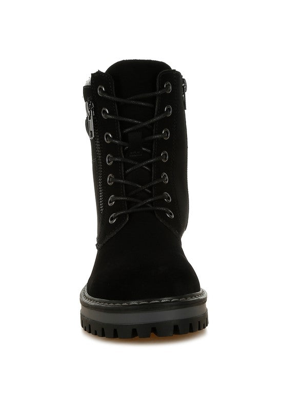 RAG & Co. Mahisha Zip-Up Hiker Boots in Taupe, Black & Beige