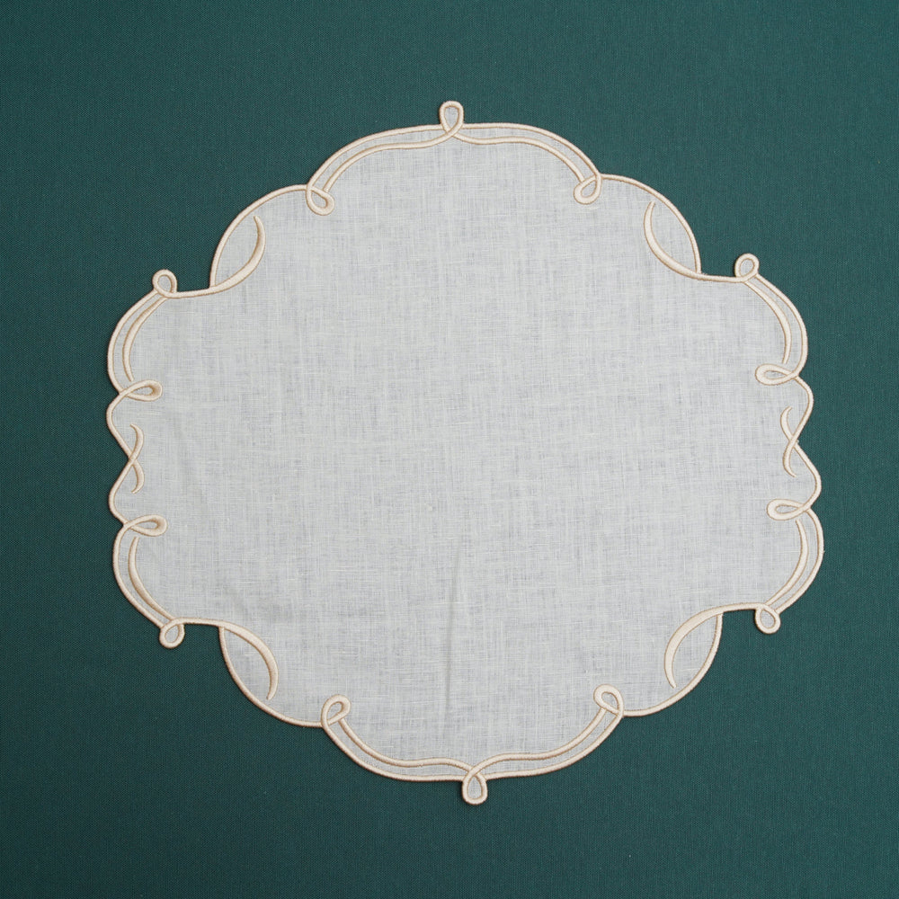 CELESTIA LINEN IVORY GOLD TRIM SQUARE PLACEMAT