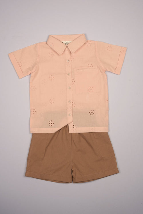 Embroidered Schiffli Boys Shirt and Pant Set