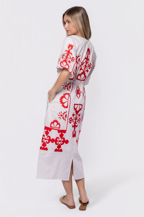 Erica Dress (White/Red)