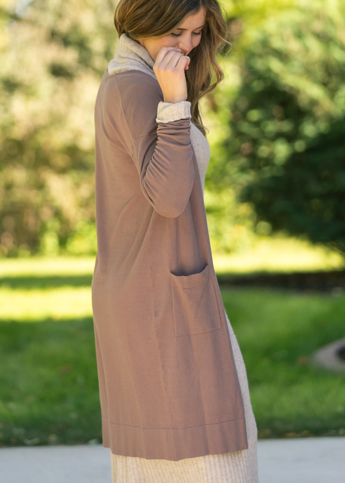Inherite Co. Women's Essential Toffee Long + Soft Cardigan