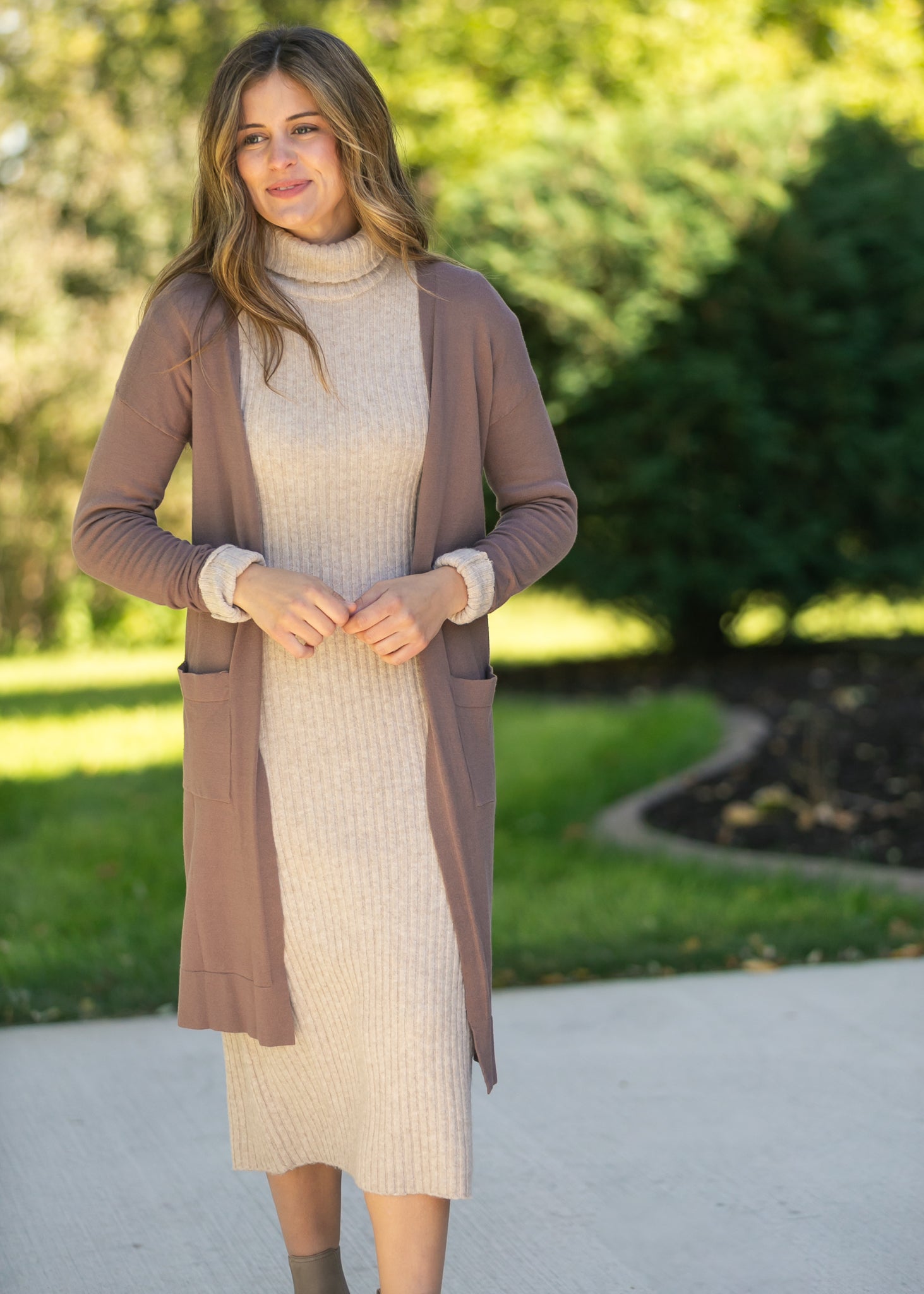 Inherite Co. Women's Essential Toffee Long + Soft Cardigan