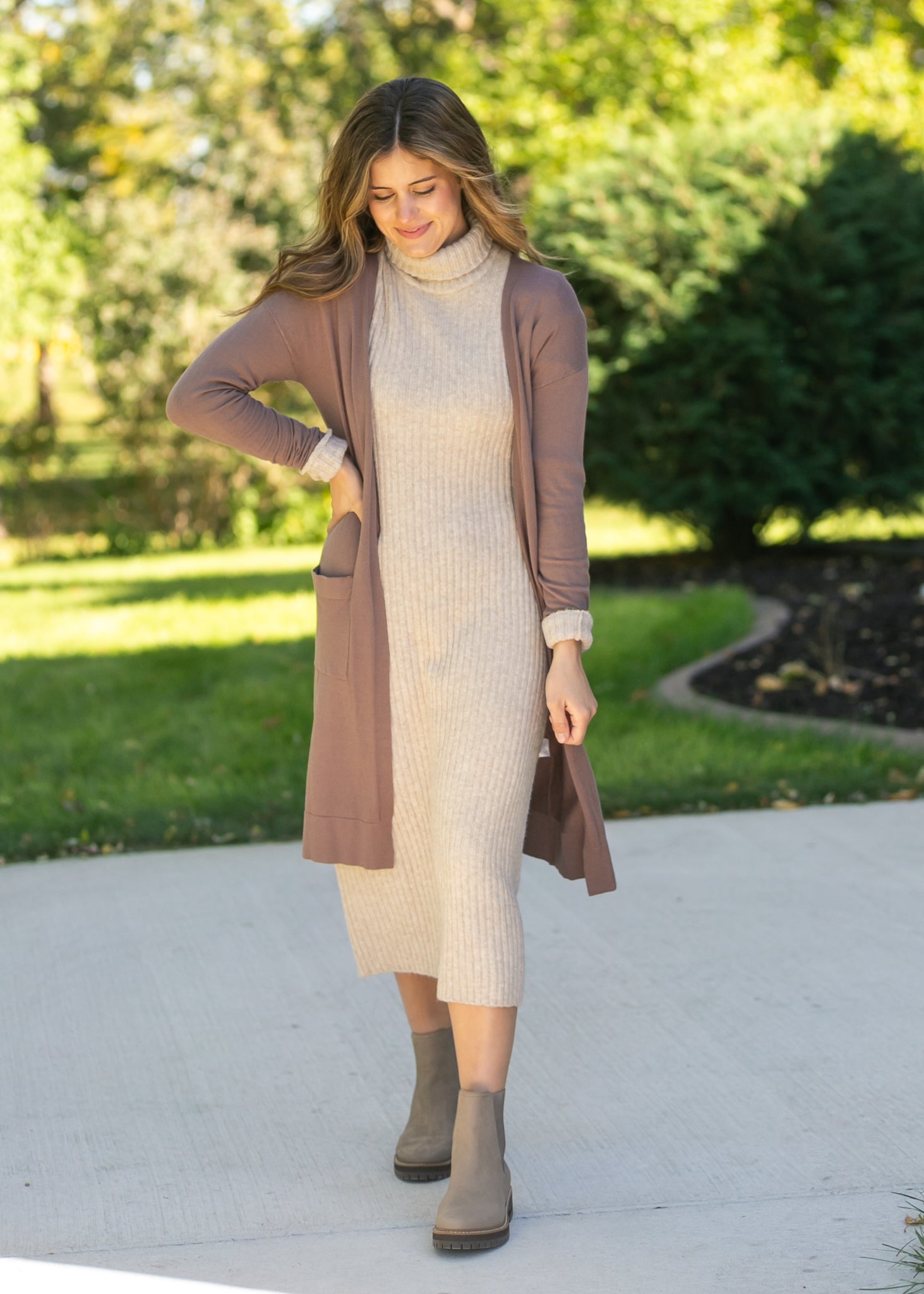 Inherite Co. Women's Essential Toffee Long + Soft Cardigan