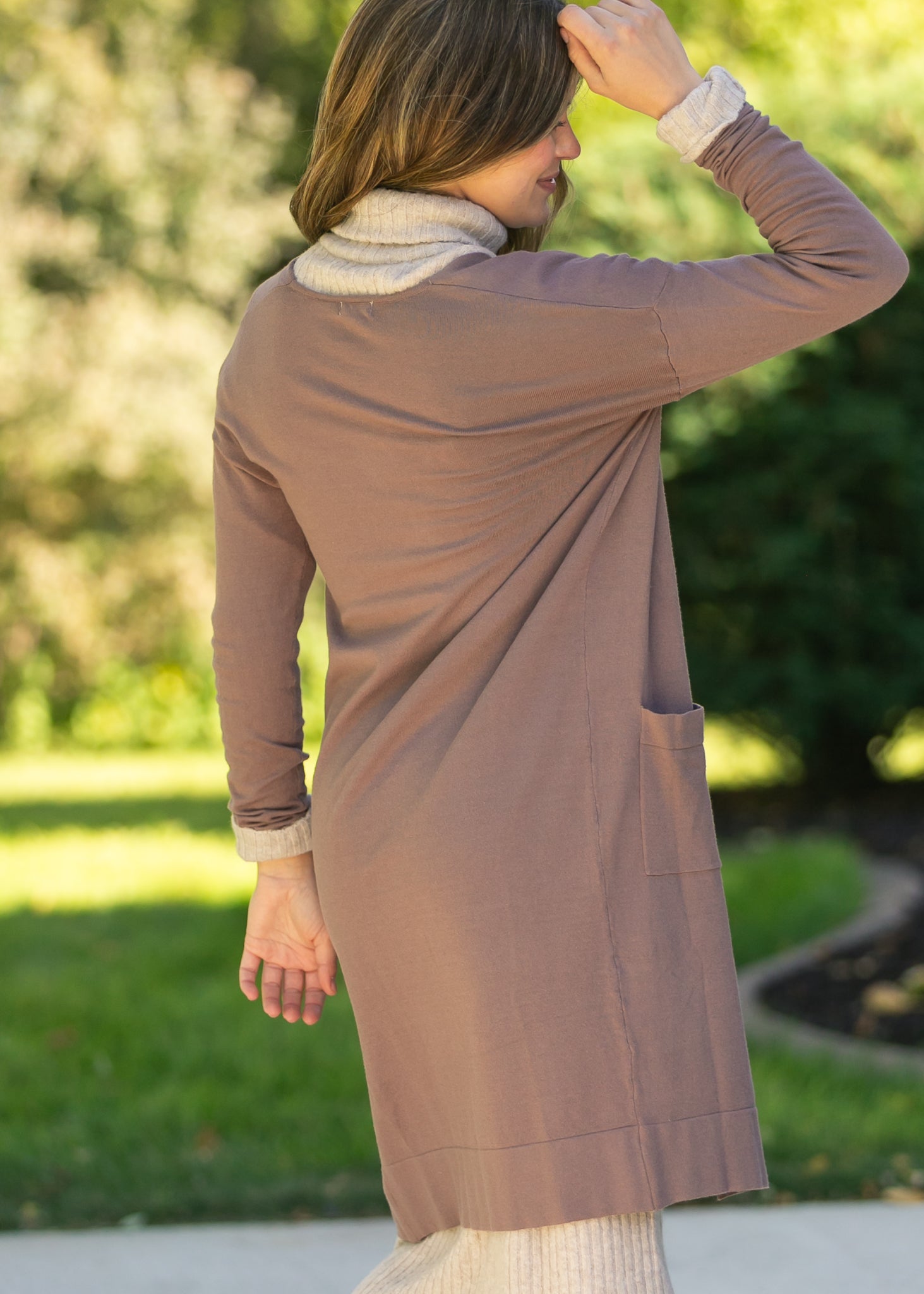 Inherite Co. Women's Essential Toffee Long + Soft Cardigan