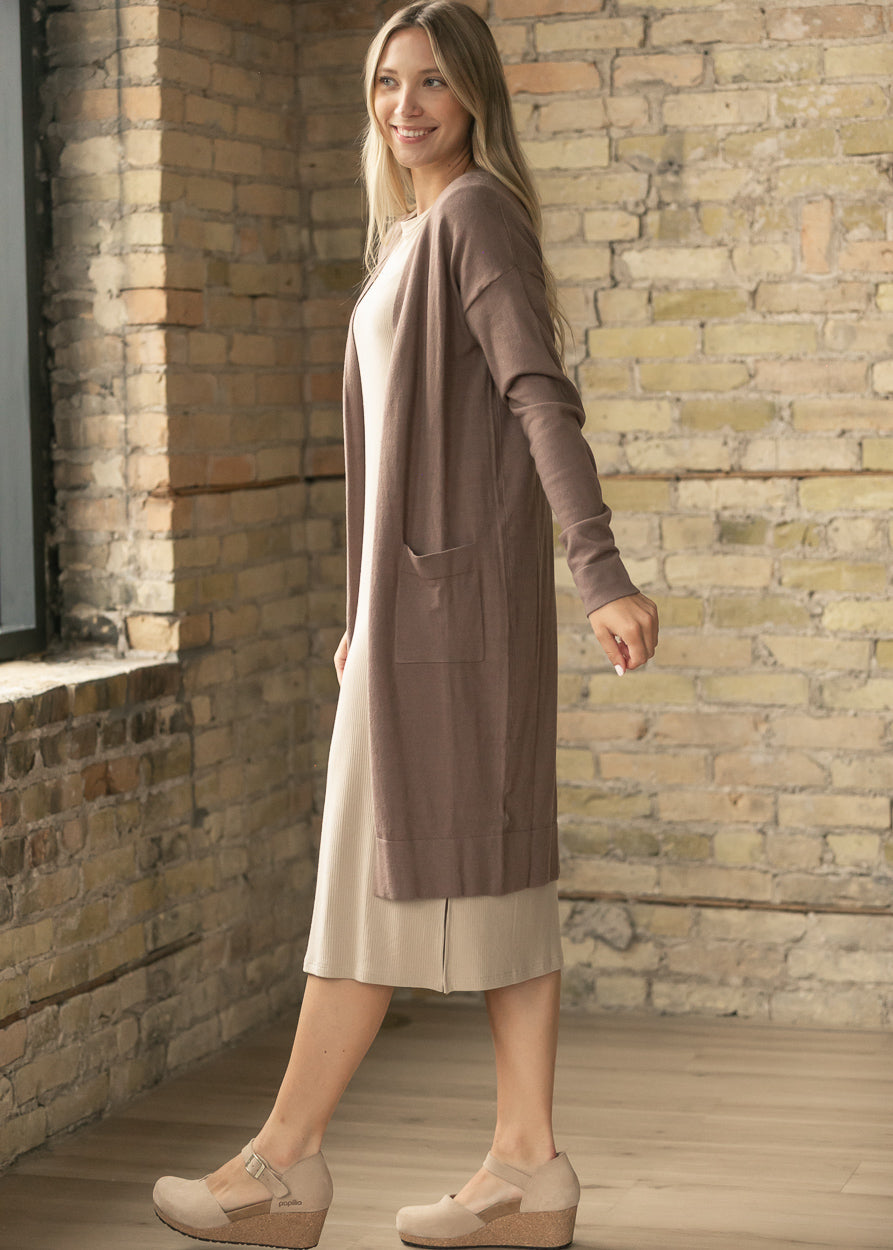 Inherite Co. Women's Essential Toffee Long + Soft Cardigan