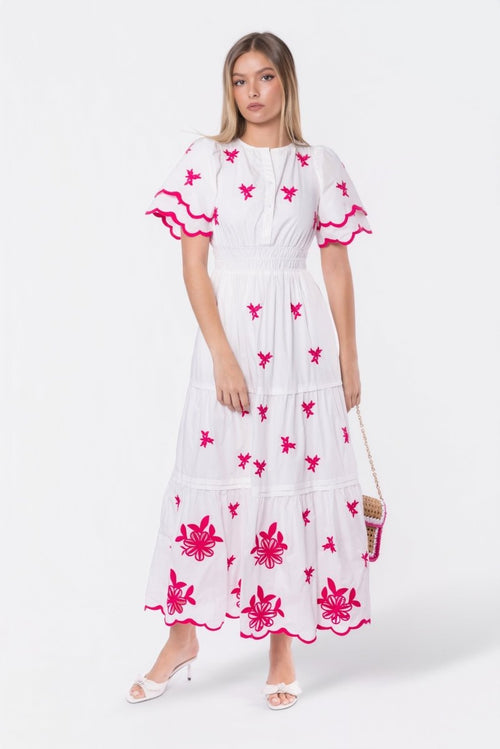 Estelle Dress (White Pink)