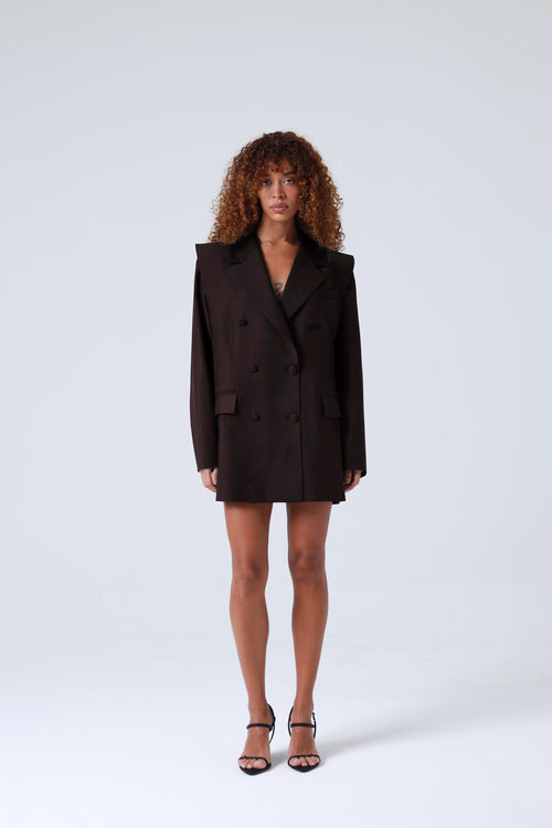 Broadway 3-Piece Monica Tailored Virgin Wool Suit in Dark Coffee