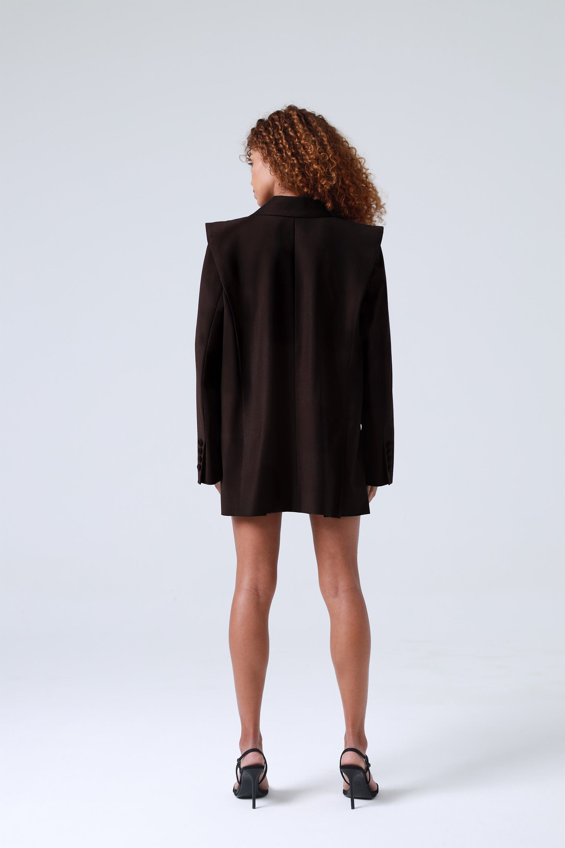 Brown Double-Breasted Virgin Wool Blazer| Monica Blazer