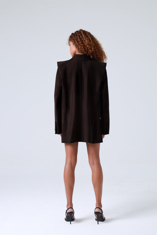 Brown Double-Breasted Virgin Wool Blazer| Monica Blazer