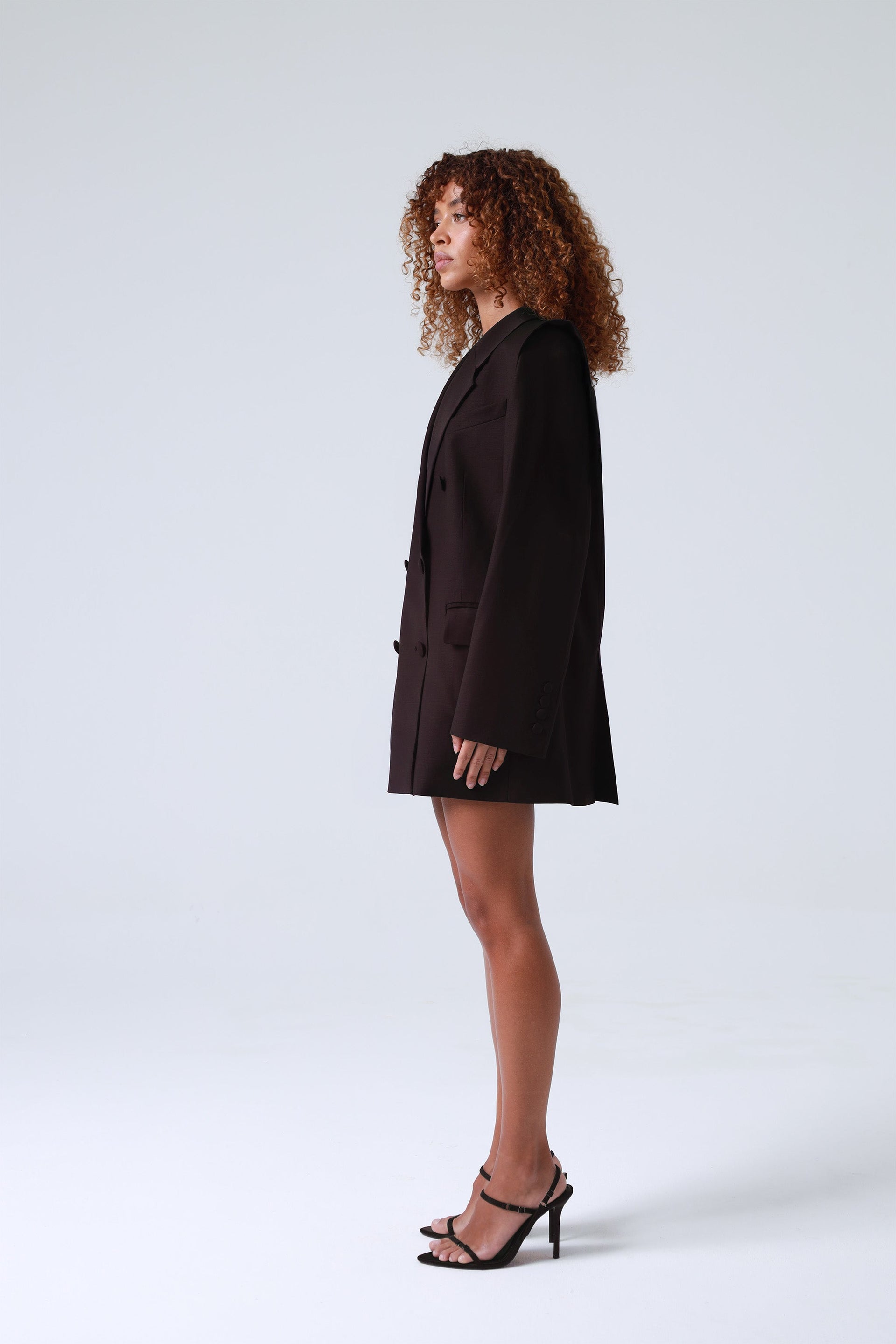 Brown Double-Breasted Virgin Wool Blazer| Monica Blazer