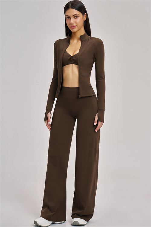 The Swoon Jacket Sports Bra Flared Leggings 3-Piece Set