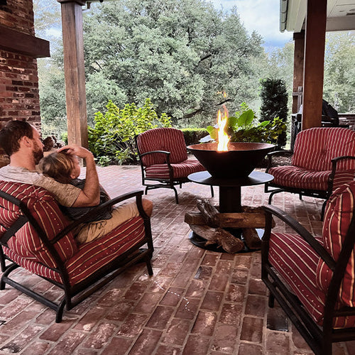 Outdoor Iron Pedestal Fire Bowl and Log Holder