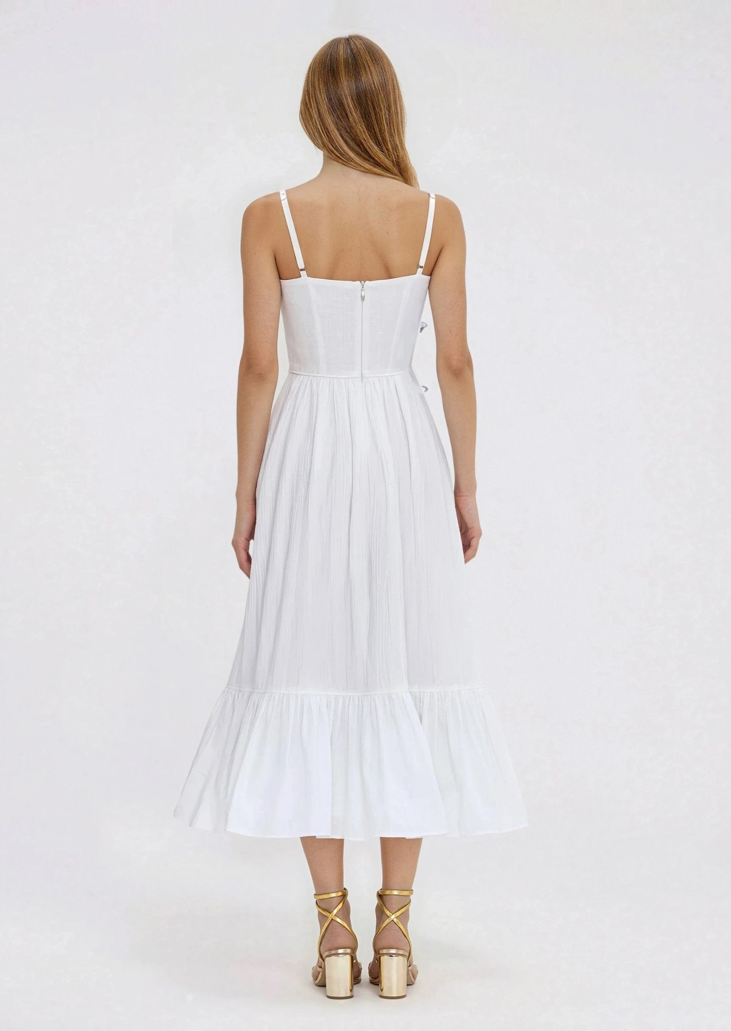 Flutter Poplin Butterfly Midi Dress – Off White (Final Sale)