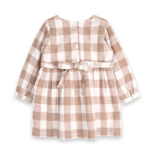 Gingham Mouse Play Dress | Grey Brushed Cotton Gingham