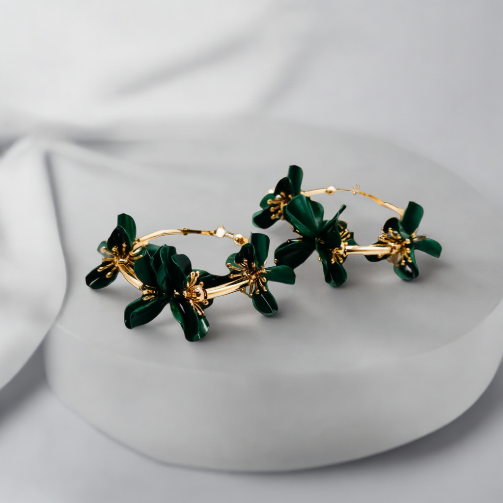 Floral Luxe Hoops – Gold Flower Hoop Earrings