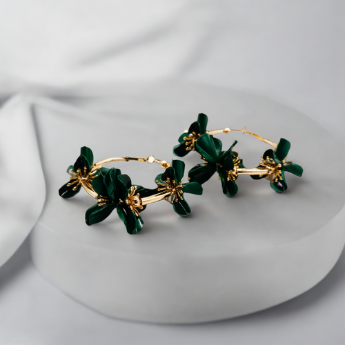 Floral Luxe Hoops – Gold Flower Hoop Earrings
