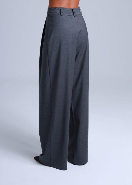 Grey Wide-Leg Virgin Wool Pants Sophia