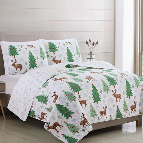 3-Piece Holiday Quilt - Holly Collection
