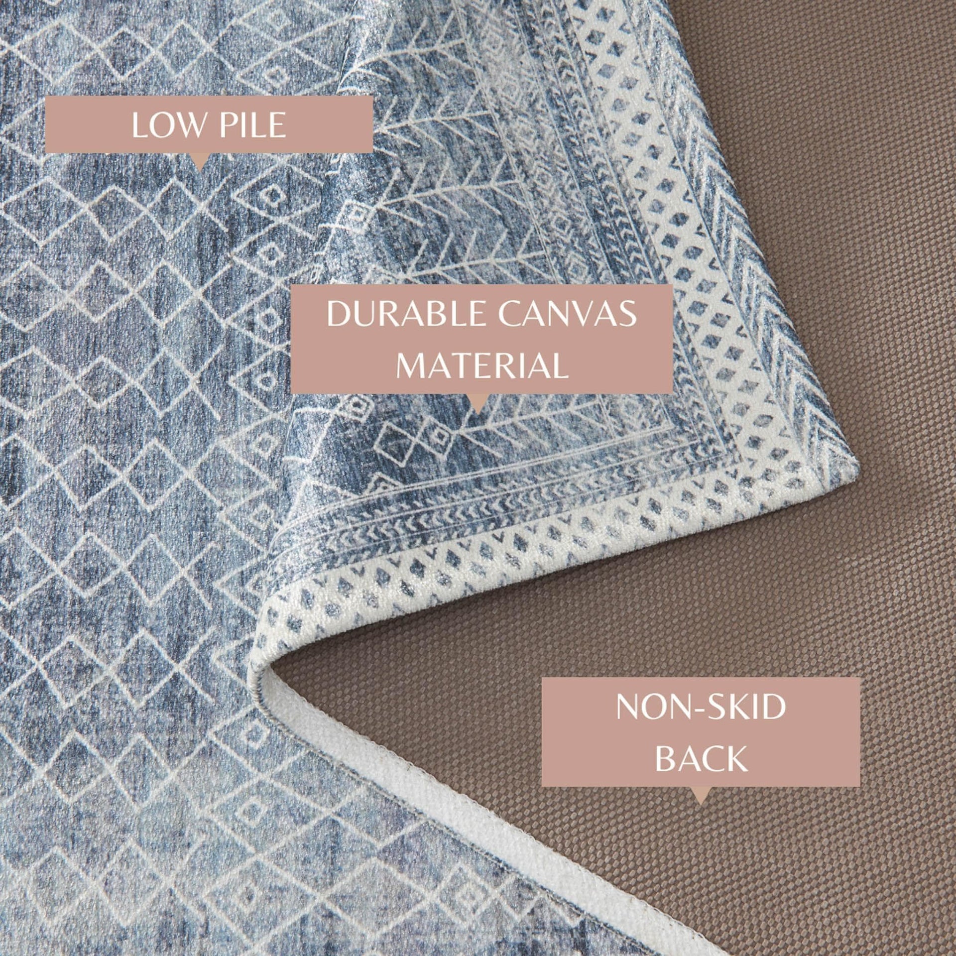 Distressed Moroccan Machine Washable Accent Area Rug 3' x 5' - Neve Collection
