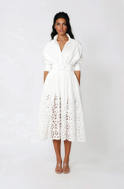 Hayden Shirt Dress – White